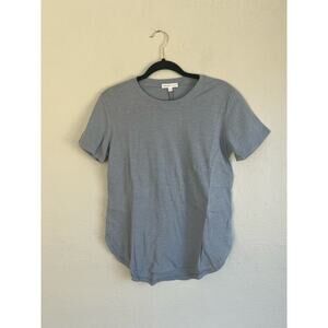 Grey Lab Woman Blue Round Neck T-Shirt, Size Small